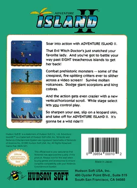 Adventure Island II (USA) (Beta) box cover back